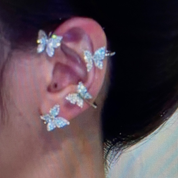 Unique, Elegant Butterfly Silver Clip-on Earrings (Left Side) - Picture 2 of 4